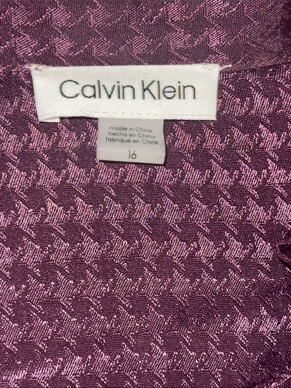 Calvin Klein Plum Long-Sleeve Midi Dress with Waist Tie - Picture 4 of 4